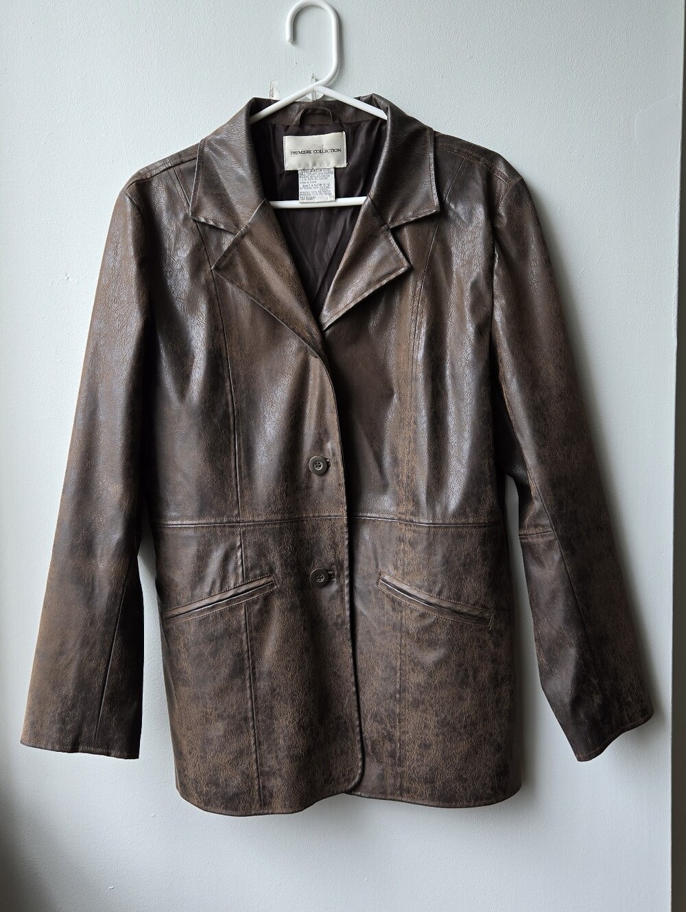 90s Vintage Style 10/12 Women’s Brown Faux  Leather Jacket U2K Grunge Aesthetic